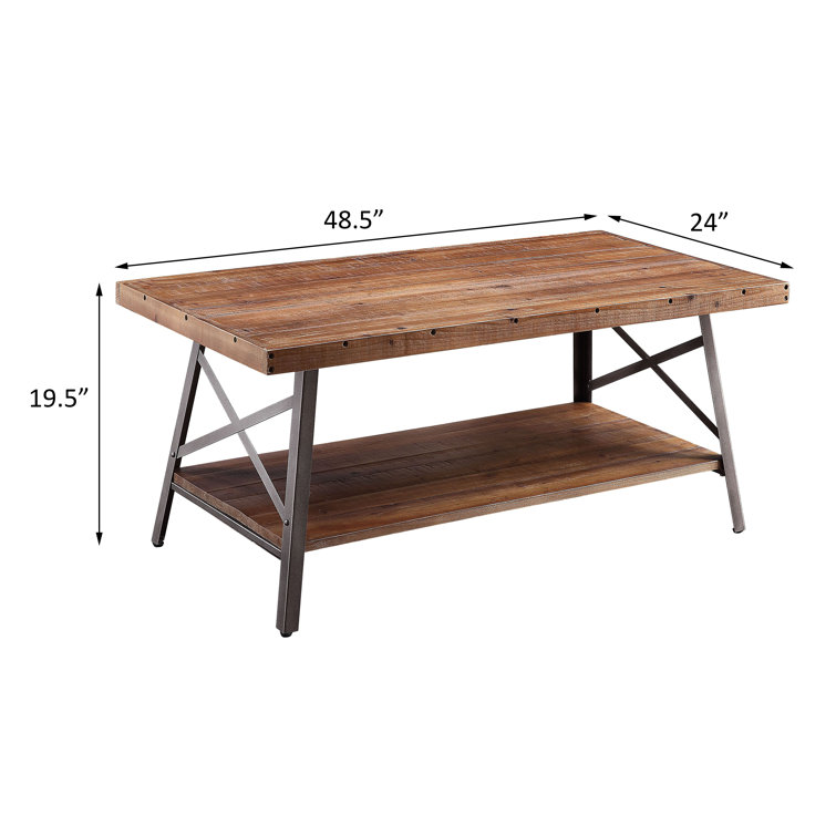 Gracie Oaks Bloxom Weathered Oak And Sandy Black Storage Coffee Table